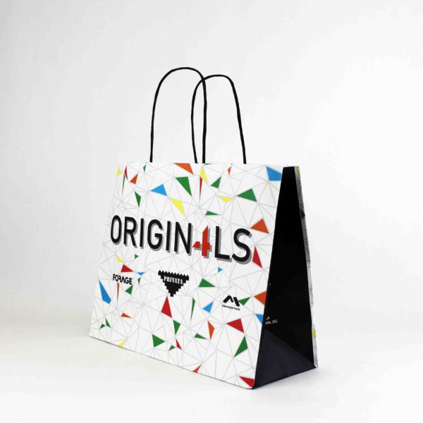 Offset printed twisted handle paper bag