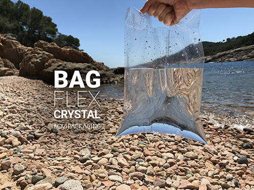 Bolsas de polipropileno cristal flexible bolsas de plástico transparente mar de fondo con mano